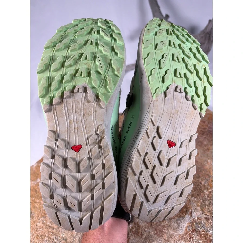 Salomon Sense Ride 5 Trail Running Shoes Green Energy Foam 473141 Womens 9.5